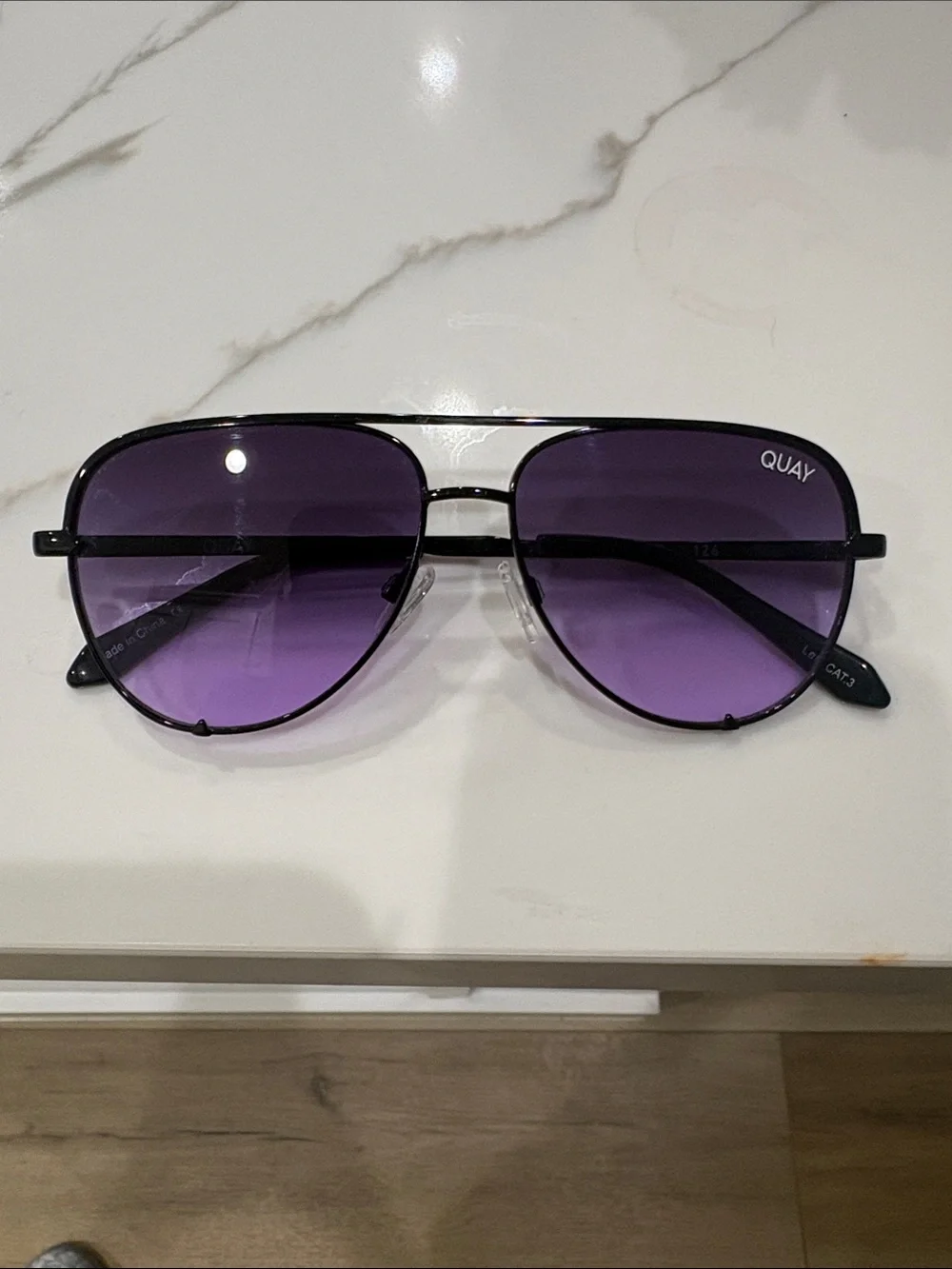 Quay Australia Aviator Sunglasses in Purple and Black